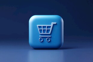 蓝色购物车图标设计