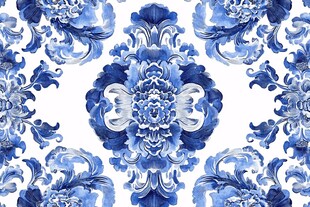 蓝白花卉图案精美纹样