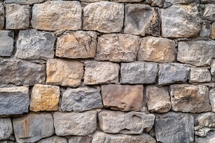 古朴石砌墙纹理特写