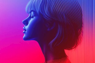 梦幻光影下的女性侧颜