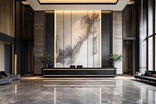 现代大气的酒店大堂空间