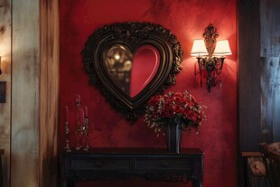 心形镜装点的温馨墙面