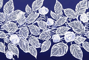 蓝底白花植物图案设计