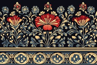 复古花卉边框图案设计