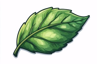 卡通风格绿色单叶片插画