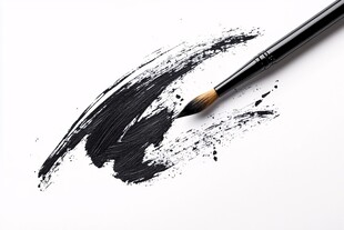 黑色画笔笔触特写