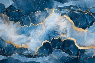 蓝金交织大理石纹理艺术