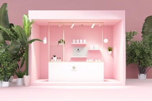 粉色清新美妆店展示空间