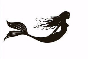 优雅的美人鱼剪影形象