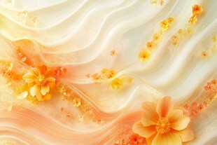 梦幻橙白花卉纹理背景图