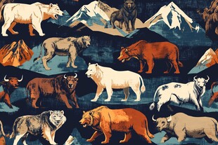 野生动物与壮丽山川图案