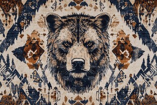 熊头图案的民族风艺术设计