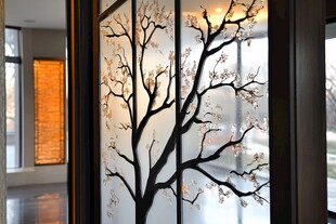 中式雕花玻璃隔断装饰