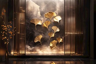 银杏叶艺术玄关装饰图景