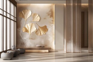 银杏叶墙面的雅致室内空间