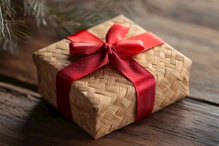 手工编织礼品盒配红丝带