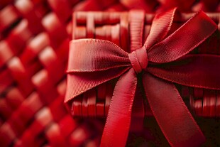 红色精美礼品盒与蝴蝶结