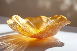 金色波浪形玻璃艺术摆件
