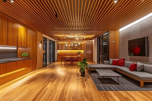 现代木质风格宽敞客厅空间