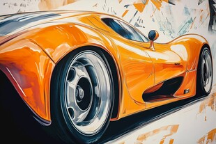 炫酷橙色超跑艺术画作