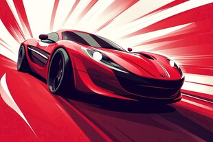 红色超跑极速飞驰瞬间