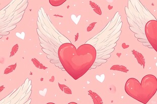 爱心带翼图案 浪漫满溢