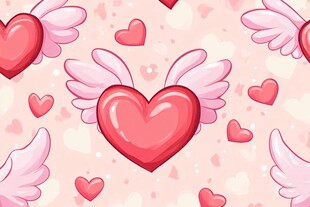 爱心带翼图案 浪漫满溢