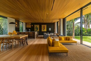 现代温馨木质风客厅餐厅