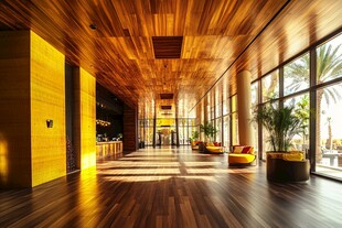 奢华木质大厅 阳光洒落