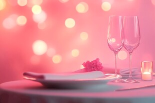 浪漫粉色系精致餐桌布置
