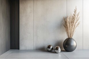 简约角落的花瓶与装饰球