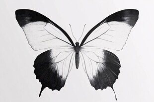 黑白蝴蝶素描图