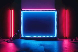 霓虹环绕的舞台空白区域