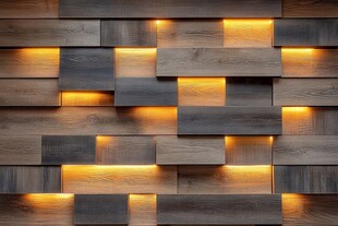 木质拼接发光墙面设计