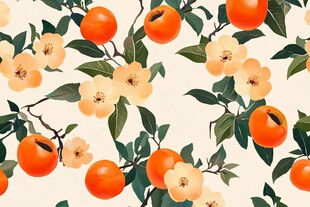 橙黄橘绿花卉装饰图案