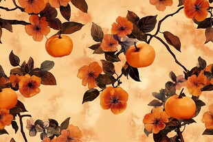 橙花硕果图案背景图