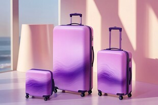 梦幻紫色渐变行李箱三件套