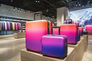 多彩行李箱陈列于时尚店铺