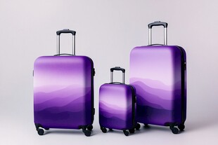 紫色渐变行李箱三件套