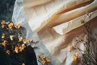 复古纸张与烂漫黄色小花