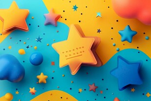 多彩立体星星装饰图案