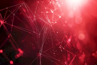 红色科技感几何线条背景图