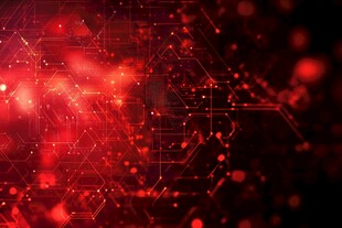 红色科技感电路板背景图