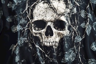 骷髅藤蔓图案黑色服饰