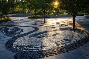 夕阳下的艺术地面景观