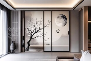 中式风客厅艺术隔断墙