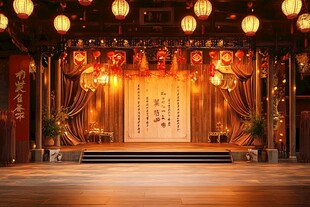 中式古风婚礼舞台场景布置