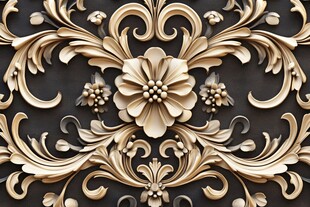 复古金色花卉浮雕装饰图案