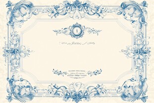 蓝白色典雅花纹边框图案