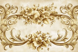 复古金色花卉边框装饰图案